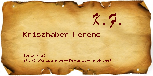 Kriszhaber Ferenc névjegykártya